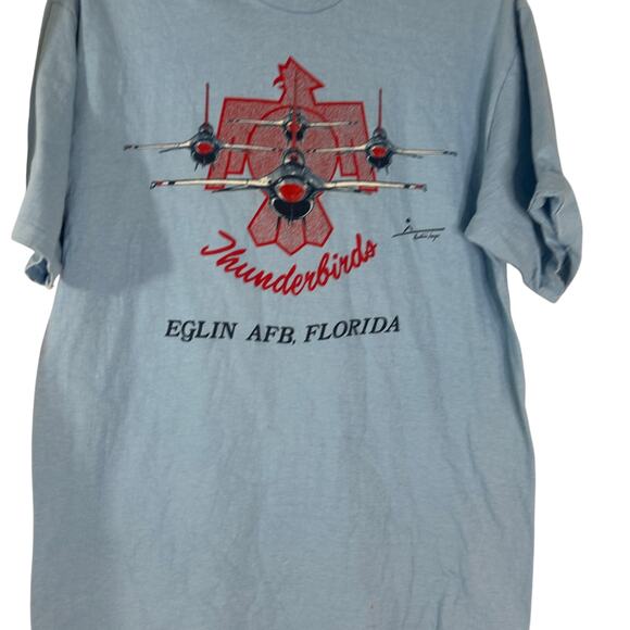 Vintage 1980s Eglin Air Force Base Thunderbirds Graphic Tee Shirt L - Picture 4 of 4